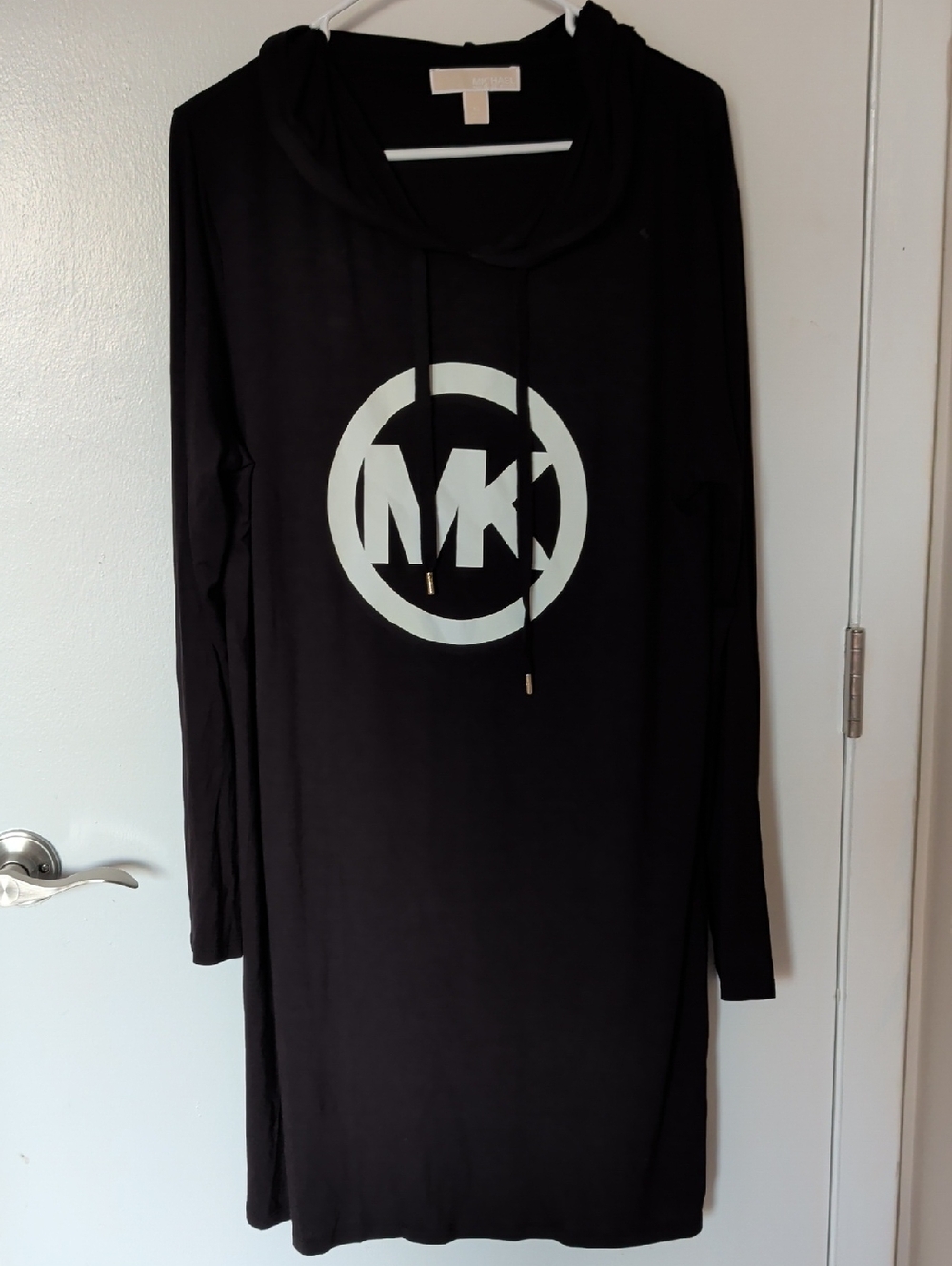 Michael Kors Black Hoodie Dress with White MK Emblem